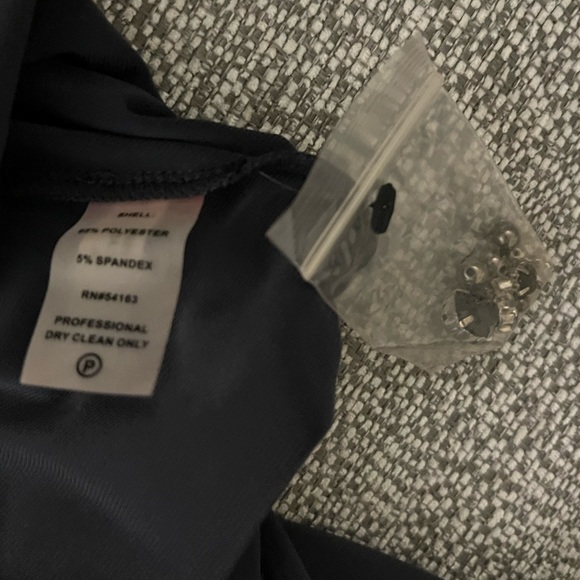 Calvin Klein Dark Gray Long Gown Jeweled Draped Neck line Size 6 - Picture 6 of 7